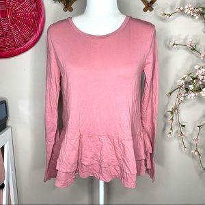 NWT Bobi long sleeve mauve peplum ruffle T-shirt